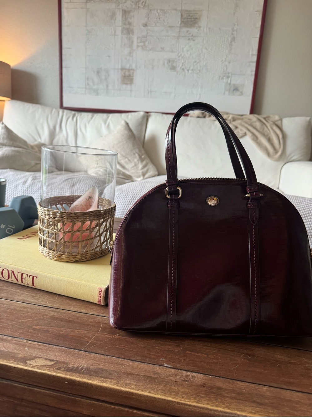 Wine Colored Coach Handbag